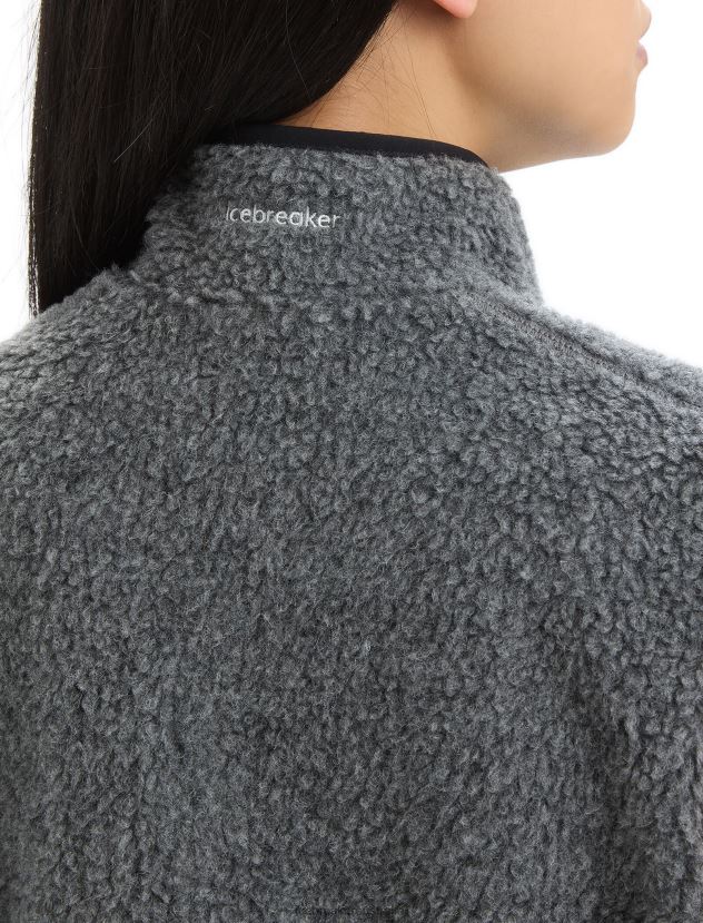 Icebreaker Women RealFleece Merino High Pile VestGritstone Heather 80BXXP678 Clothing