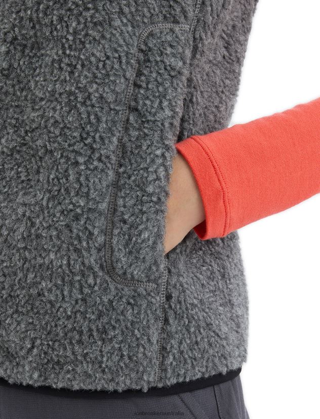 Icebreaker Women RealFleece Merino High Pile VestGritstone Heather 80BXXP678 Clothing