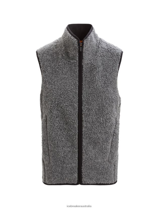Icebreaker Women RealFleece Merino High Pile VestGritstone Heather 80BXXP678 Clothing