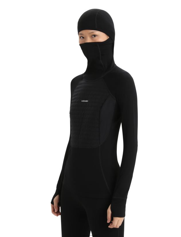 Icebreaker Women ZoneKnit Merino Insulated Long Sleeve Thermal HoodieBlack 80BXXP597 Clothing