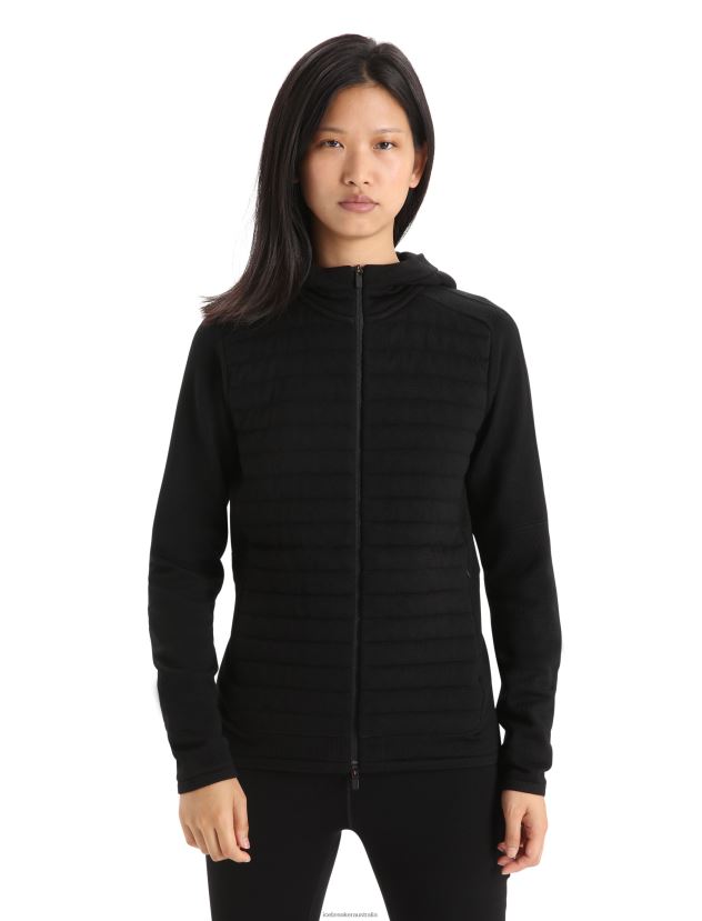 Icebreaker Women ZoneKnit Merino Insulated Long Sleeve Zip HoodieBlack 80BXXP711 Clothing