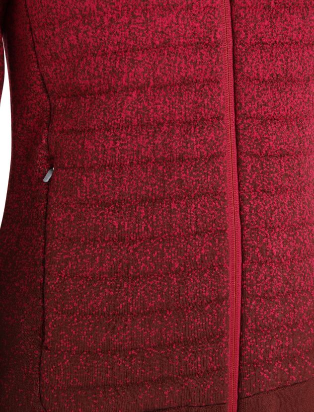 Icebreaker Women ZoneKnit Merino Insulated Long Sleeve Zip Hoodie Into the DeepCherry/Espresso 80BXXP888 Clothing