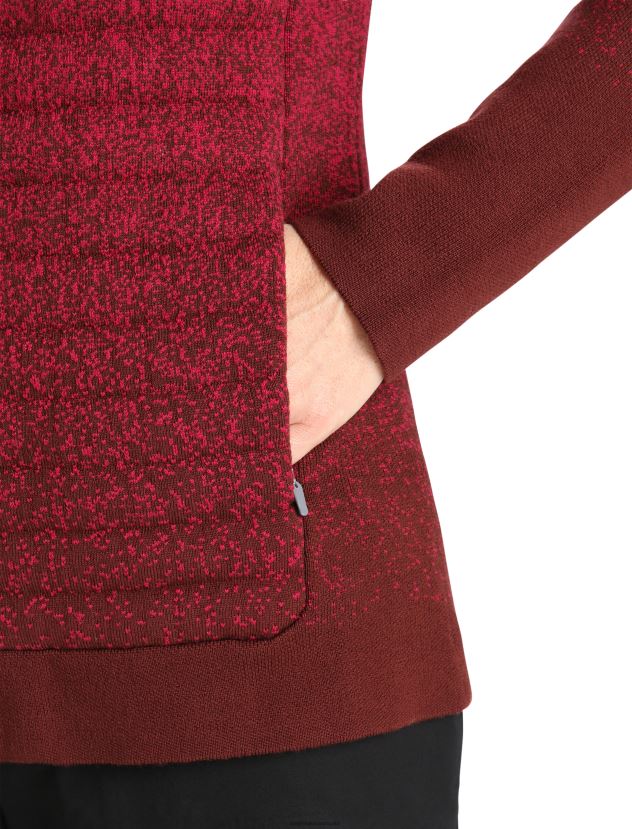Icebreaker Women ZoneKnit Merino Insulated Long Sleeve Zip Hoodie Into the DeepCherry/Espresso 80BXXP888 Clothing