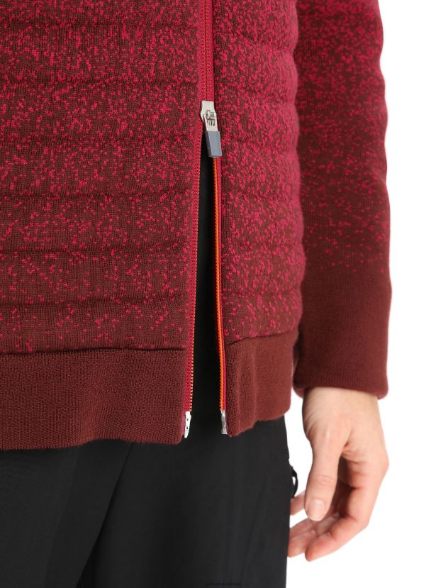 Icebreaker Women ZoneKnit Merino Insulated Long Sleeve Zip Hoodie Into the DeepCherry/Espresso 80BXXP888 Clothing