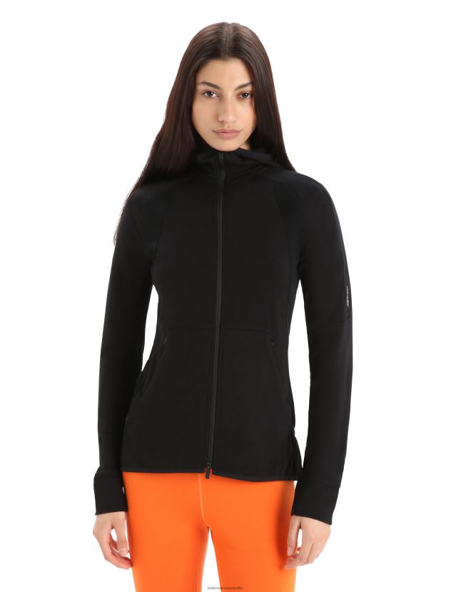Icebreaker Women ZoneKnit Merino Long Sleeve Zip HoodieBlack 80BXXP712 Clothing
