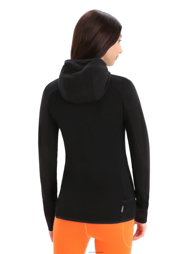 Icebreaker Women ZoneKnit Merino Long Sleeve Zip HoodieBlack 80BXXP712 Clothing