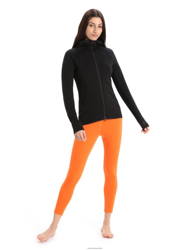 Icebreaker Women ZoneKnit Merino Long Sleeve Zip HoodieBlack 80BXXP712 Clothing