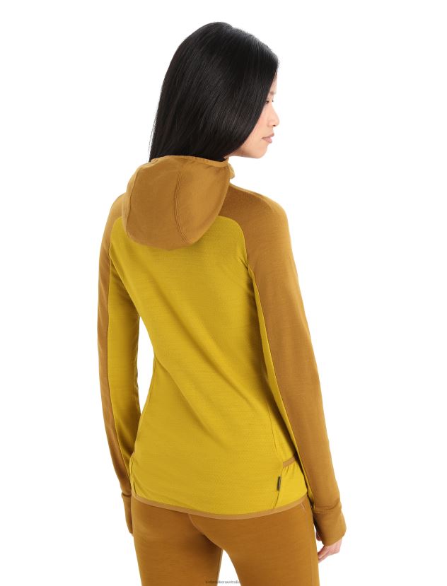 Icebreaker Women ZoneKnit Merino Long Sleeve Zip HoodieClove/Silent Gold 80BXXP855 Clothing