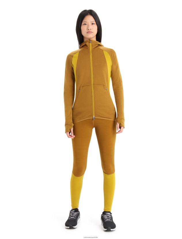Icebreaker Women ZoneKnit Merino Long Sleeve Zip HoodieClove/Silent Gold 80BXXP855 Clothing