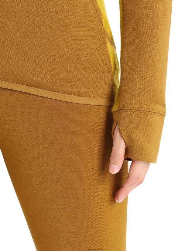 Icebreaker Women ZoneKnit Merino Long Sleeve Zip HoodieClove/Silent Gold 80BXXP855 Clothing