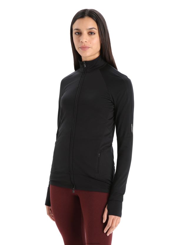 Icebreaker Women ZoneKnit Merino Long Sleeve Zip JacketBlack 80BXXP718 Clothing