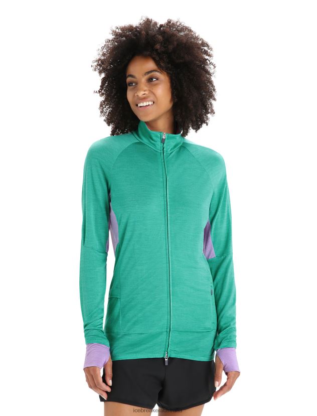 Icebreaker Women ZoneKnit Merino Long Sleeve Zip JacketFresh/Purple Gaze 80BXXP719 Clothing