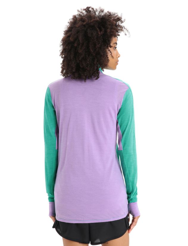 Icebreaker Women ZoneKnit Merino Long Sleeve Zip JacketFresh/Purple Gaze 80BXXP719 Clothing