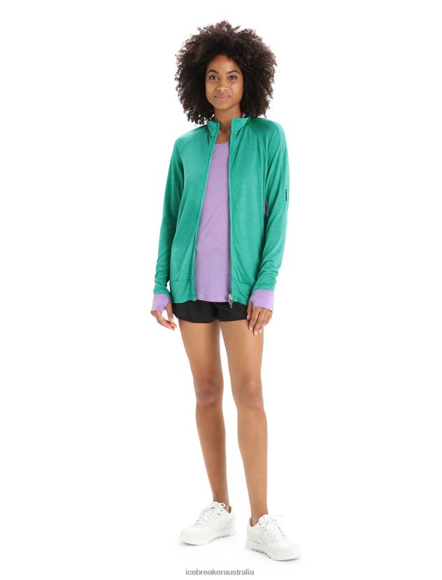Icebreaker Women ZoneKnit Merino Long Sleeve Zip JacketFresh/Purple Gaze 80BXXP719 Clothing