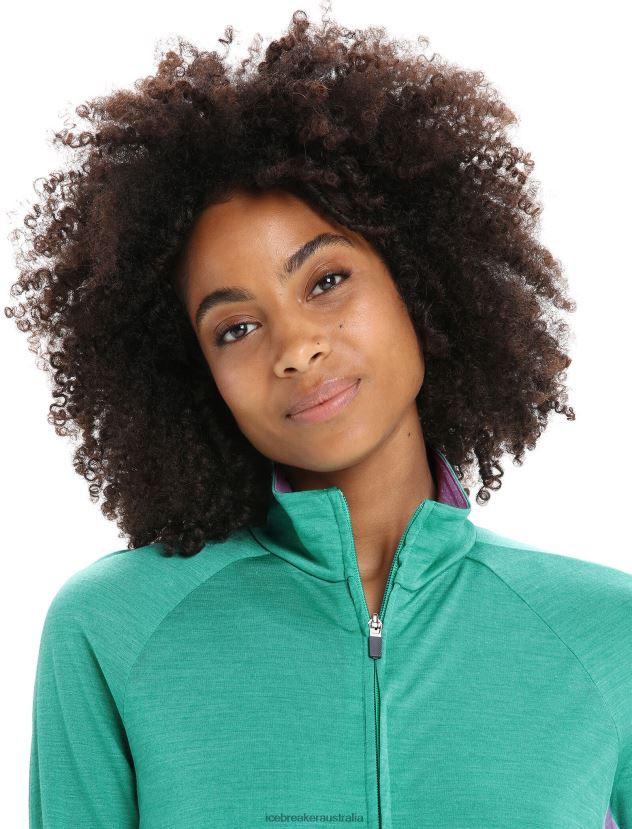 Icebreaker Women ZoneKnit Merino Long Sleeve Zip JacketFresh/Purple Gaze 80BXXP719 Clothing
