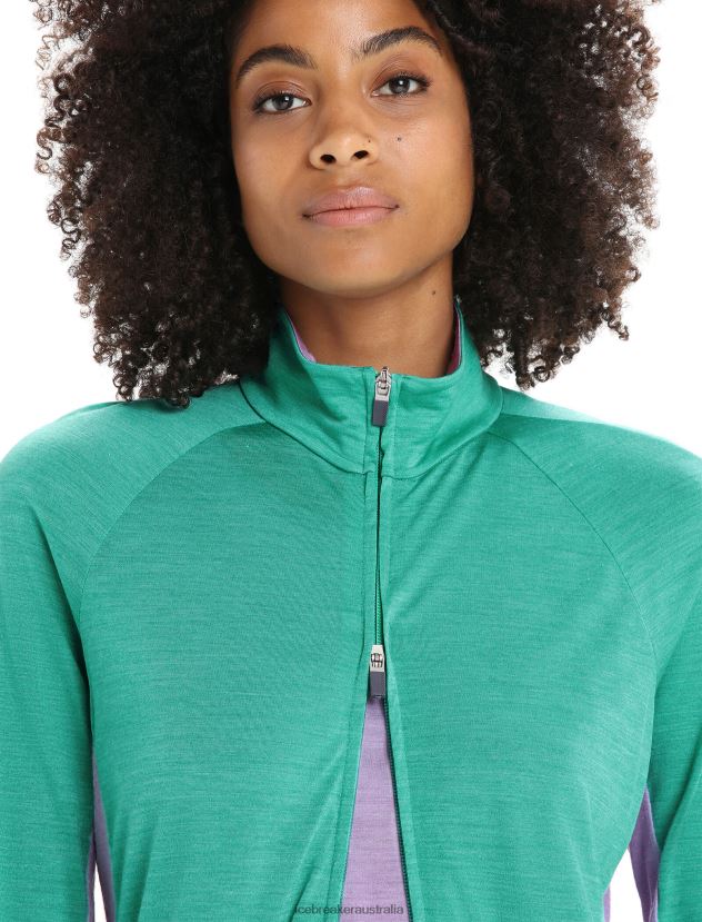 Icebreaker Women ZoneKnit Merino Long Sleeve Zip JacketFresh/Purple Gaze 80BXXP719 Clothing