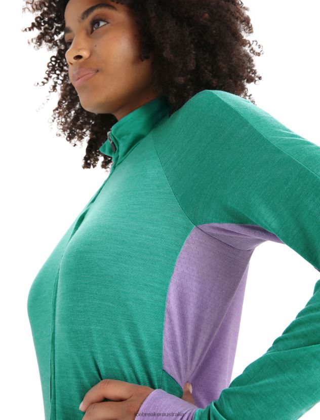 Icebreaker Women ZoneKnit Merino Long Sleeve Zip JacketFresh/Purple Gaze 80BXXP719 Clothing