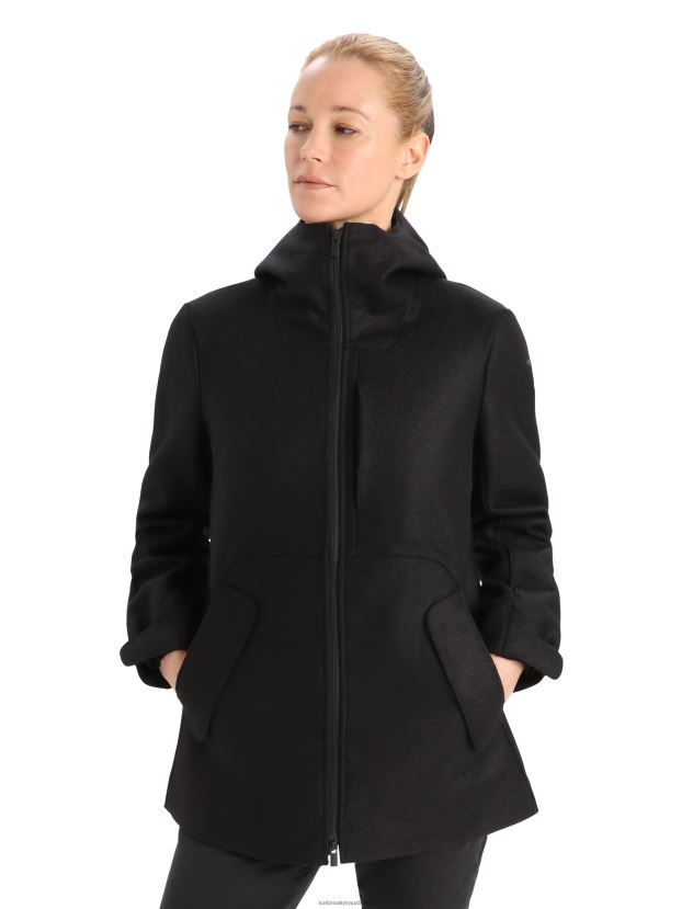 Icebreaker Women Felted Merino Hooded JacketBlack 80BXXP814 Clothing
