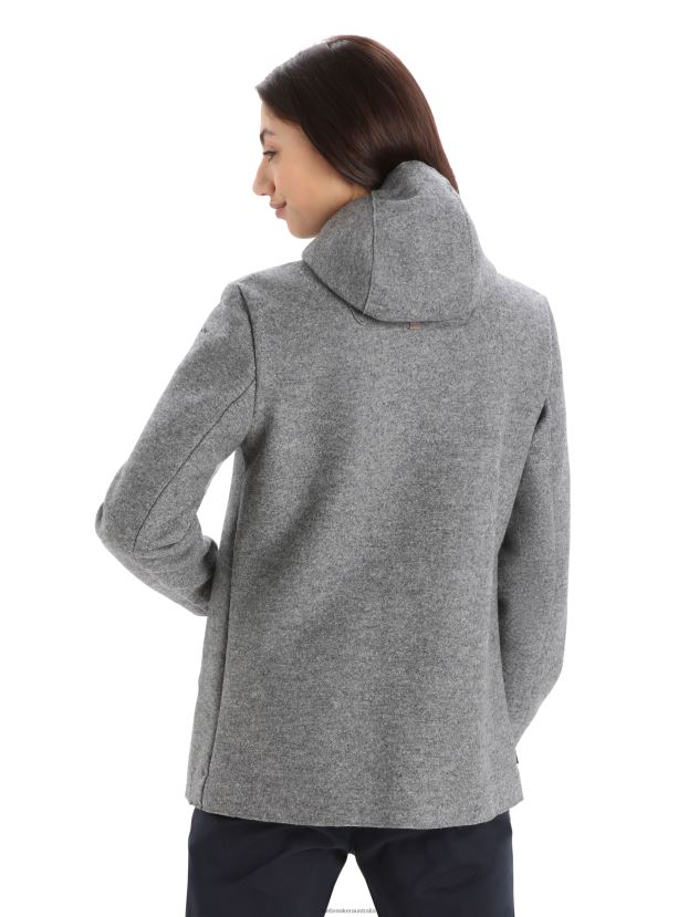 Icebreaker Women Felted Merino Hooded JacketGritstone Heather 80BXXP815 Clothing