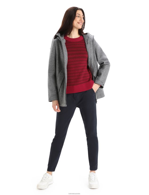 Icebreaker Women Felted Merino Hooded JacketGritstone Heather 80BXXP815 Clothing