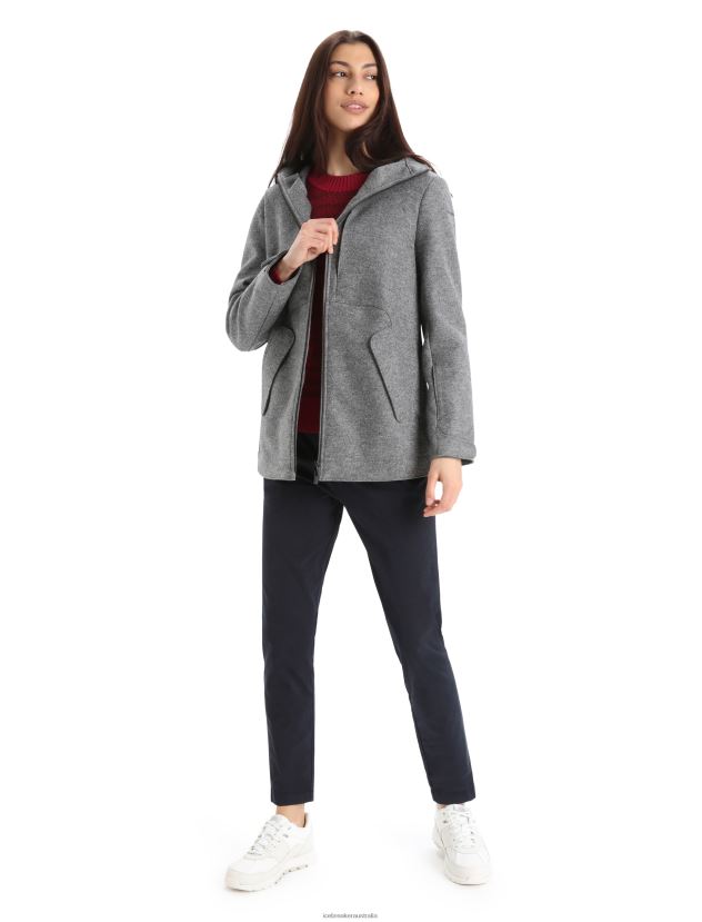 Icebreaker Women Felted Merino Hooded JacketGritstone Heather 80BXXP815 Clothing
