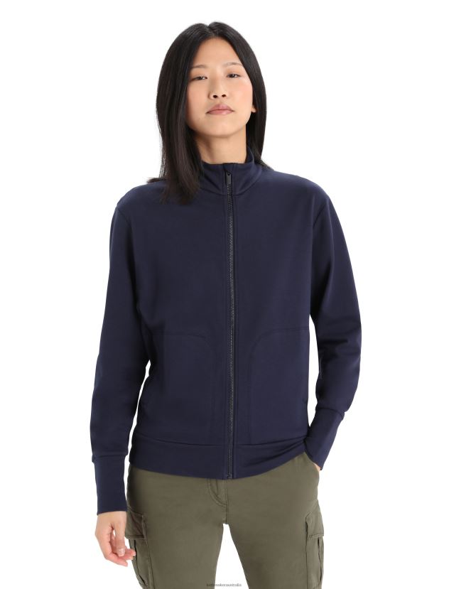 Icebreaker Women Merino Central II Long Sleeve ZipMidnight Navy 80BXXP881 Clothing