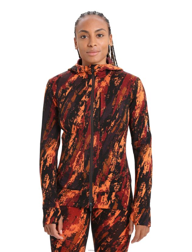 Icebreaker Women Merino Quantum III Long Sleeve Zip Hoodie Sedimentary JacketCherry/Flash 80BXXP861 Clothing