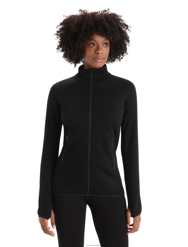 Icebreaker Women RealFleece Merino Elemental Long Sleeve Zip JacketBlack 80BXXP901 Clothing