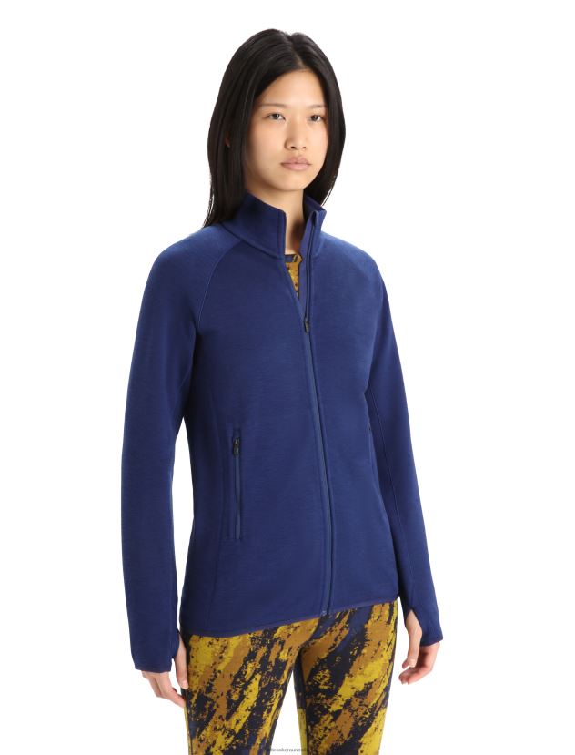 Icebreaker Women RealFleece Merino Elemental Long Sleeve Zip JacketRoyal Navy 80BXXP902 Clothing