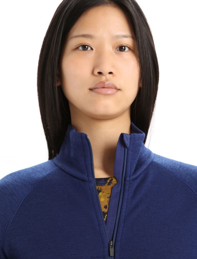 Icebreaker Women RealFleece Merino Elemental Long Sleeve Zip JacketRoyal Navy 80BXXP902 Clothing