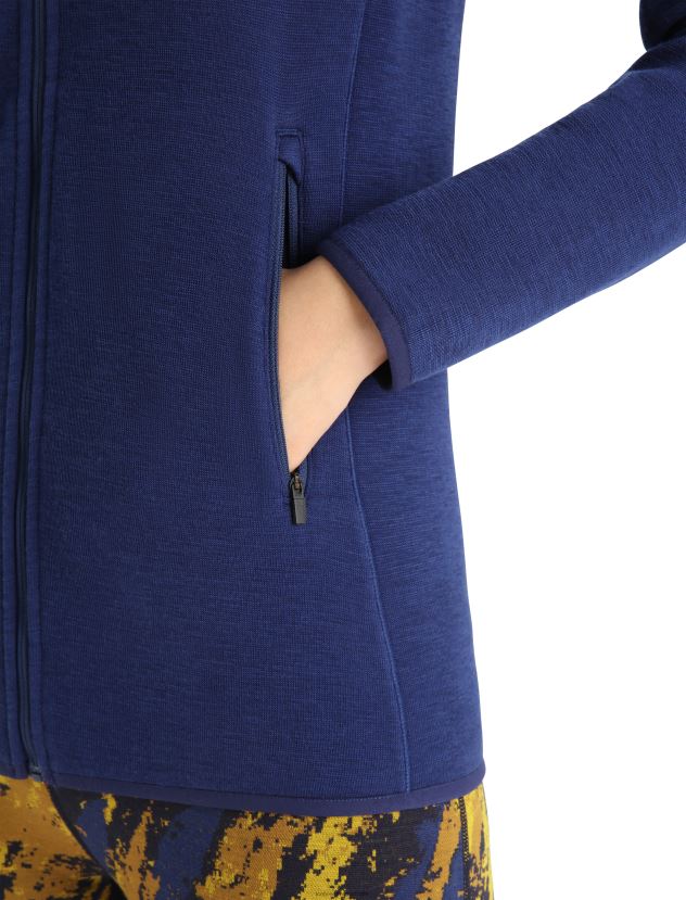 Icebreaker Women RealFleece Merino Elemental Long Sleeve Zip JacketRoyal Navy 80BXXP902 Clothing