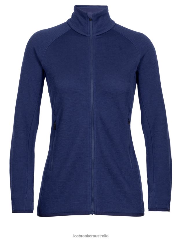 Icebreaker Women RealFleece Merino Elemental Long Sleeve Zip JacketRoyal Navy 80BXXP902 Clothing
