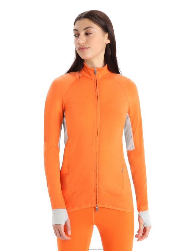 Icebreaker Women ZoneKnit Merino Long Sleeve Zip JacketFlash/Ether 80BXXP851 Clothing