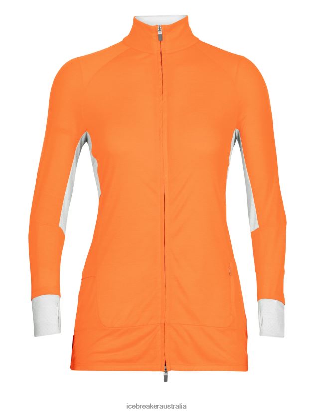 Icebreaker Women ZoneKnit Merino Long Sleeve Zip JacketFlash/Ether 80BXXP851 Clothing