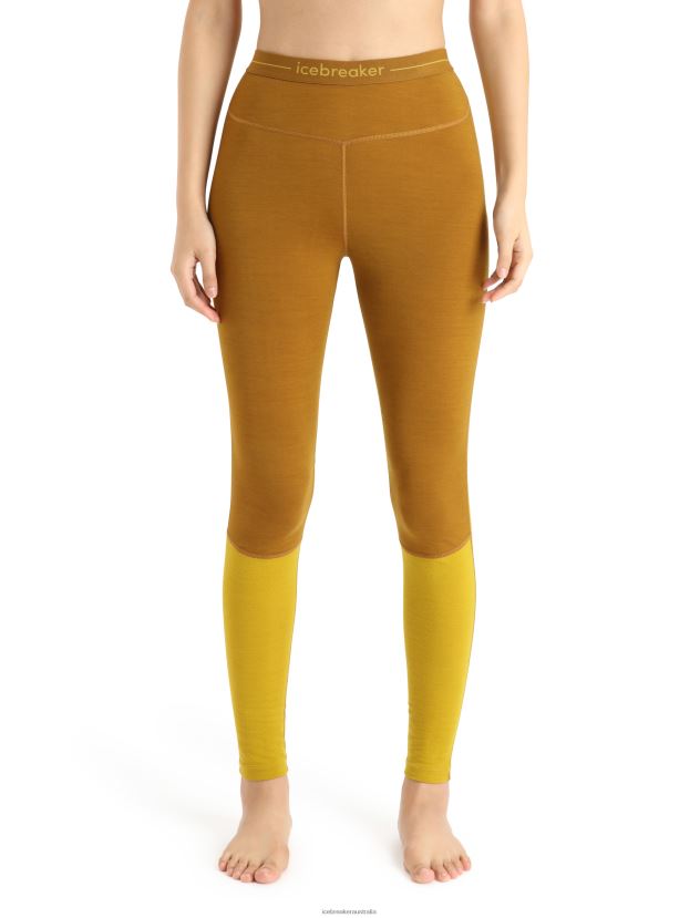 Icebreaker Women 200 ZoneKnit Merino Thermal LeggingsClove/Silent Gold 80BXXP883 Clothing