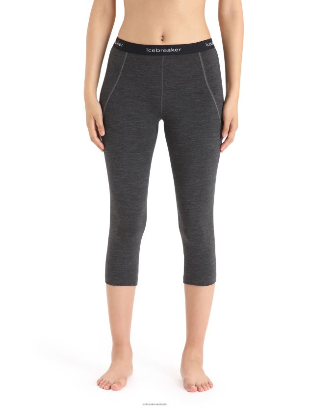 Icebreaker Women BodyfitZone Merino 260 Zone 3/4 Thermal LeggingsJet Heather/Black 80BXXP886 Clothing
