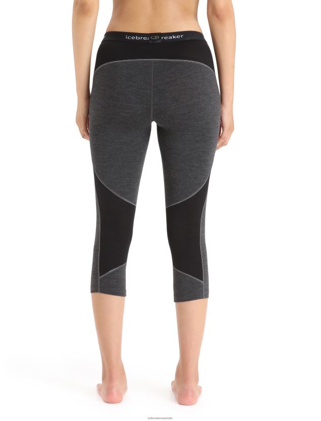 Icebreaker Women BodyfitZone Merino 260 Zone 3/4 Thermal LeggingsJet Heather/Black 80BXXP886 Clothing