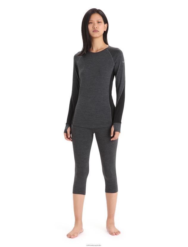 Icebreaker Women BodyfitZone Merino 260 Zone 3/4 Thermal LeggingsJet Heather/Black 80BXXP886 Clothing