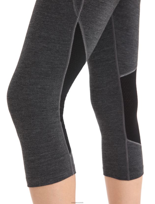 Icebreaker Women BodyfitZone Merino 260 Zone 3/4 Thermal LeggingsJet Heather/Black 80BXXP886 Clothing