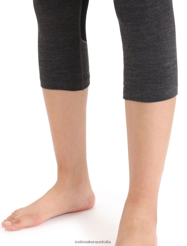 Icebreaker Women BodyfitZone Merino 260 Zone 3/4 Thermal LeggingsJet Heather/Black 80BXXP886 Clothing