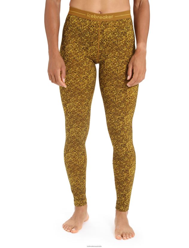 Icebreaker Women Merino 200 Oasis Thermal Leggings LichenSilent Gold/Clove 80BXXP866 Clothing