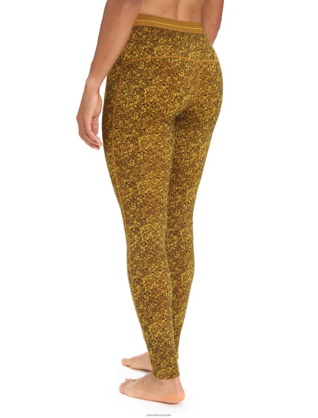 Icebreaker Women Merino 200 Oasis Thermal Leggings LichenSilent Gold/Clove 80BXXP866 Clothing