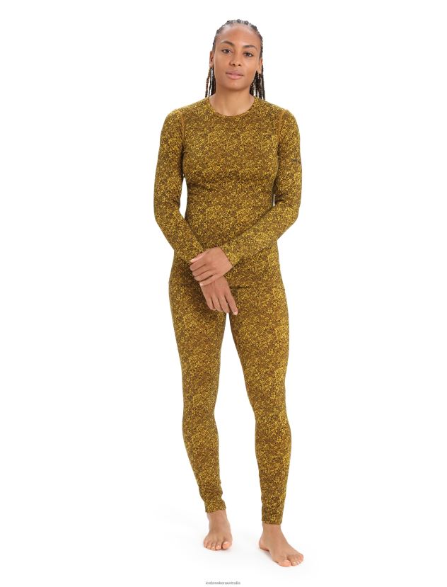Icebreaker Women Merino 200 Oasis Thermal Leggings LichenSilent Gold/Clove 80BXXP866 Clothing