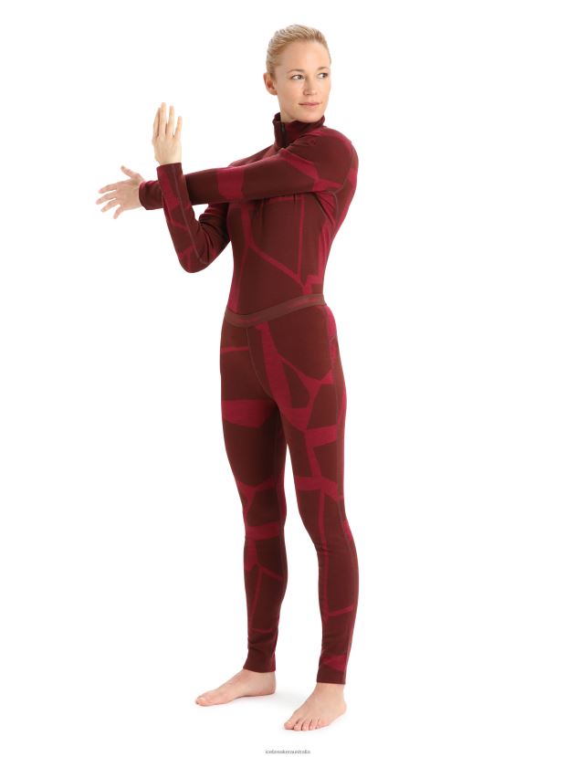 Icebreaker Women Merino 250 Vertex Thermal Leggings Fractured LandscapesEspresso/Cherry 80BXXP844 Clothing