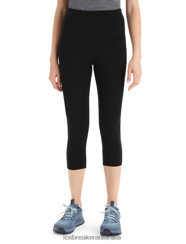 Icebreaker Women Merino Fastray High Rise 3/4 TightsBlack 80BXXP737 Clothing