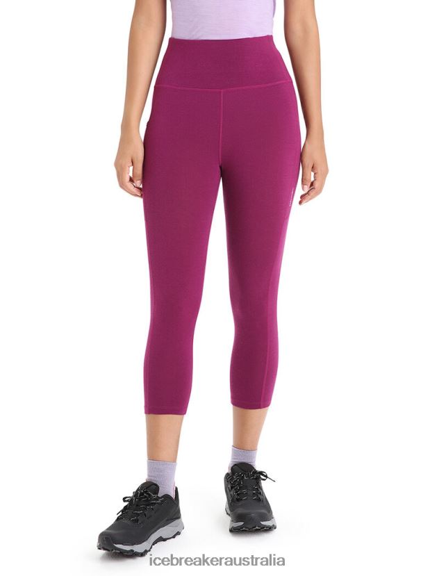 Icebreaker Women Merino Fastray High Rise 3/4 TightsGo Berry 80BXXP738 Clothing
