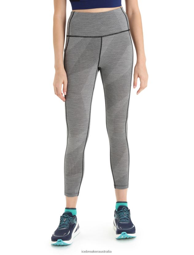 Icebreaker Women Merino Fastray High Rise Tights GridlinesMetro Heather/Black 80BXXP749 Clothing