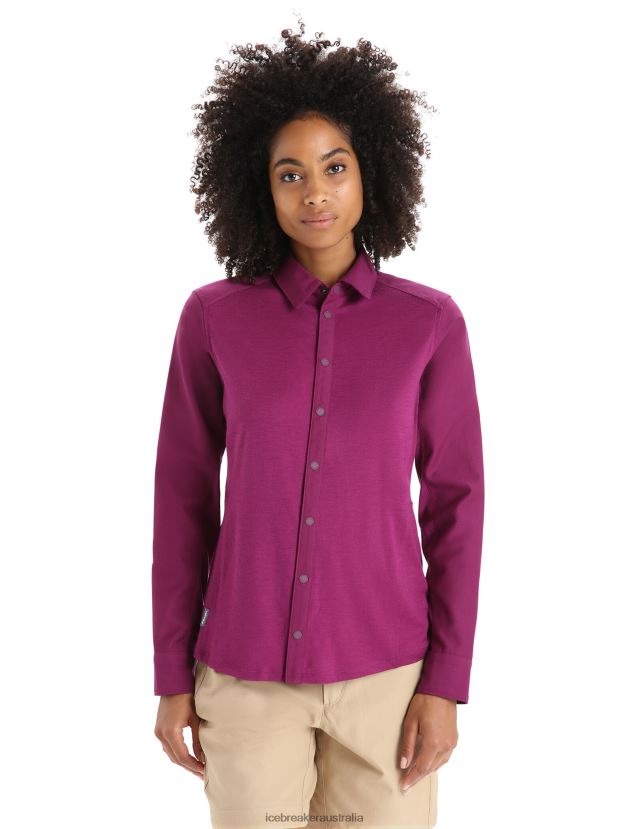 Icebreaker Women Merino Hike Long Sleeve TopGo Berry 80BXXP692 Clothing