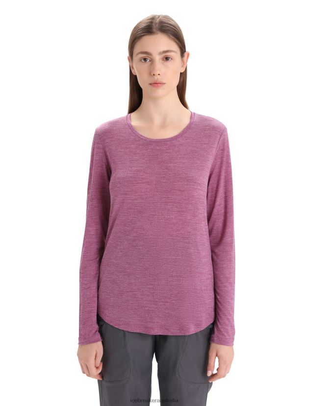 Icebreaker Women Merino Sphere II Long Sleeve T-ShirtGo Berry Heather 80BXXP691 Clothing