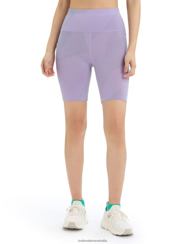 Icebreaker Women Merino Fastray High Rise Shorts GridlinesPurple Gaze/Fresh 80BXXP745 Clothing